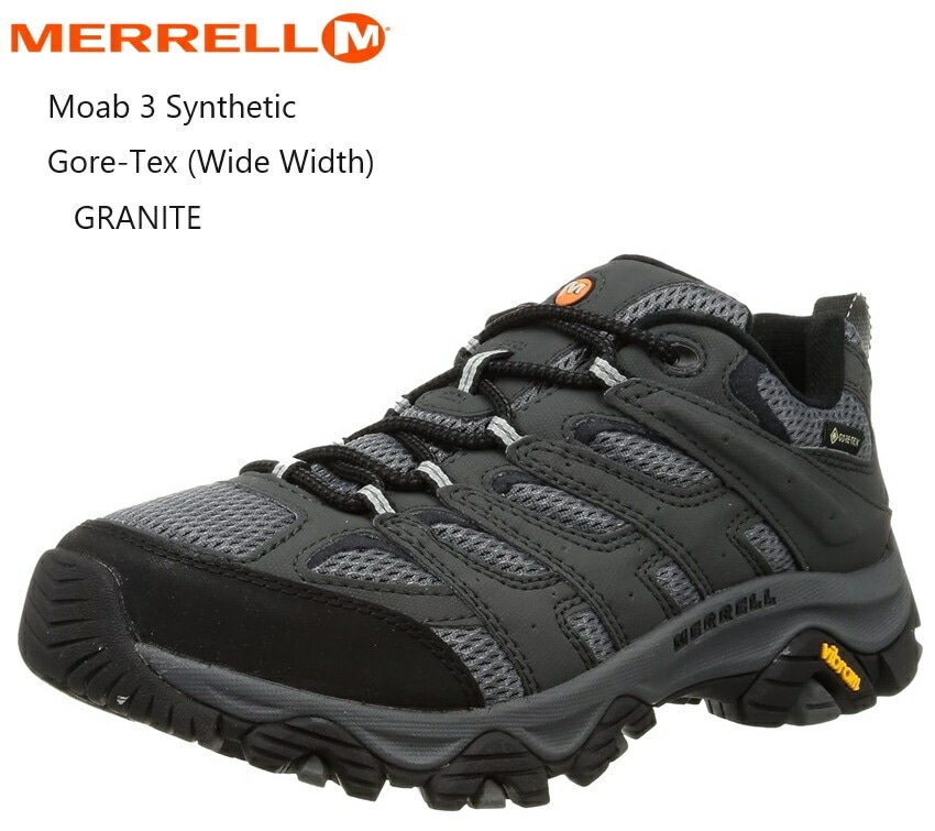 MERRELL(メレル)MOAB 3 SYNTHETICGORE-TEX (WIDE WIDTH) メンズ J500243W トレッキングカジュアルシューズ 柔らかく快適な履き心地と頑強