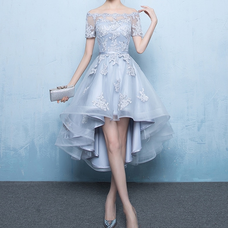 ドレス レディース パーティドレス レース フィッシュテール オフショルダー 花柄 刺繍