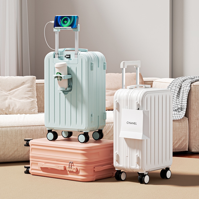 多機能 スーツケース カップホルダー キャスター ダイヤル式スーツケース ナチュラル系 スマホスタンド 男女兼用 旅行用スーツケース