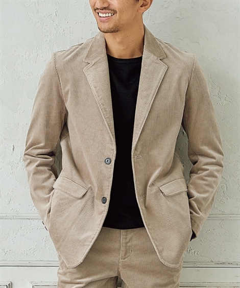 ダウンジャケット ストレッチコーデュロイテーラードジャケット