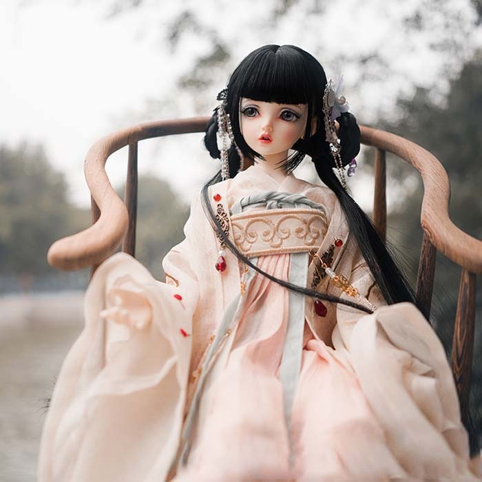 BJD人形用ウィッグ ドール用ロング ストレート 古風スタイル 高温糸 薄ゴールド/ブラック/ピンク ドールウィッグ