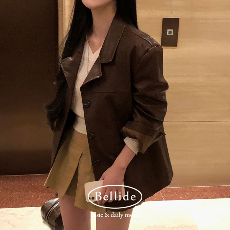[BELLIDE MADE] チョコレートレザーブレザー ジャケット jk1137