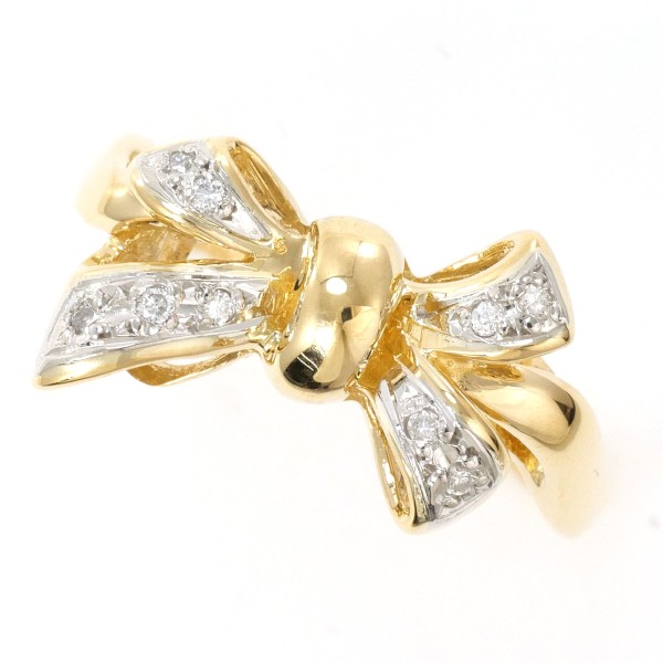 PT900 プラチナ K18YG リング 指輪 9.5号 ダイヤ 0.05 ジュエリー 中古