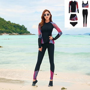 ラッシュガード 水着 5点セット 紫外線対策 競泳水着 レディース 水着 セット セパレート おしゃれ フィットネス水着 体型カバ