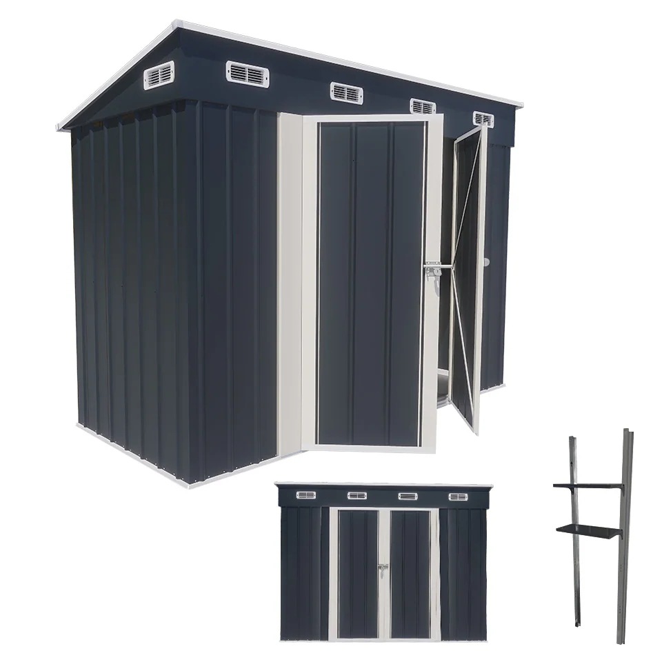 1701【可動棚付き】物置 屋外 スチール 倉庫 床材補強フレーム付き 戸外収納庫 幅270*奥行き126*高189 物置き おしゃれ 大型 収納庫 屋外物置 防さび ベランダ 防水 ドア スチール物