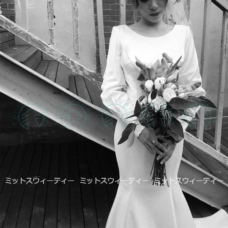 ウェディングドレス ソフトマーメイドドレス ウエディングドレス 長袖 二次会 花嫁 パーティードレス 12,569円