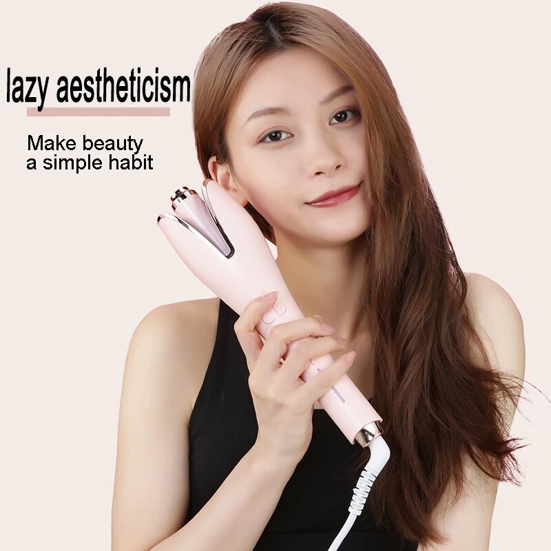 バラの形をした自動巻き ヘアアイロン スパイラル型のヘア 4段階温度調整 調整可能なピンクと緑の創造的なイオン 携帯便利
