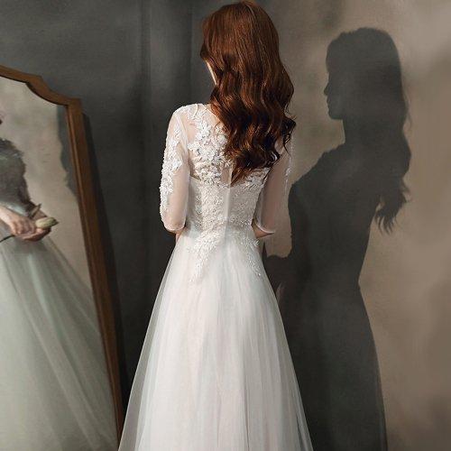 キャバドレス ナイトドレス パーティードレス フレア Aライン ワンピース 五分袖 チュール フラワー刺繍 レース 透け感 レディース グラシア 10,260円