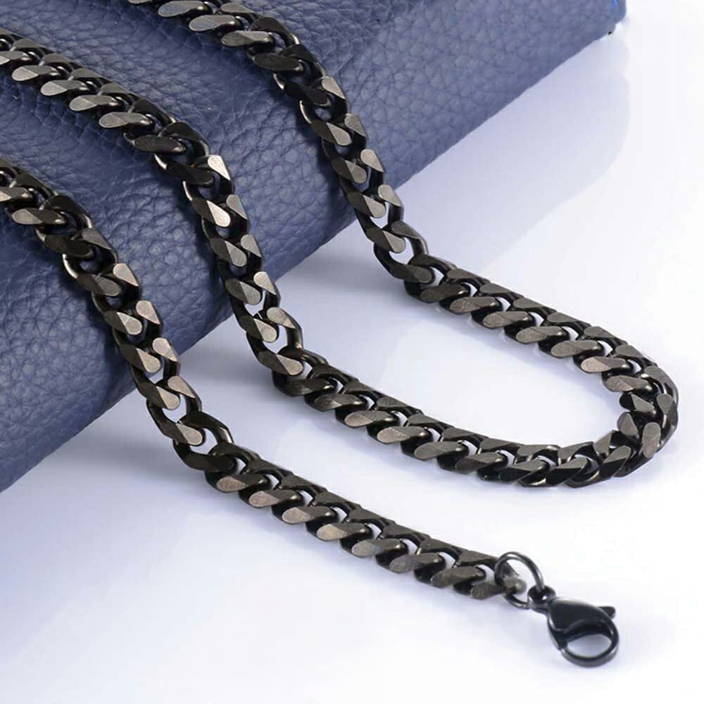 4面カット喜平ブラックチェーン（太さ：8mm）ステンレス 黒色 ネックレス 短い 長い クサリ 太い 男性 彼氏 プレゼント 人気 定番 かっこいい キヘイ 父の日 ギフト stc00-00008xx