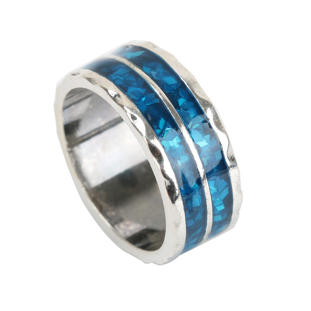 925 ステンドグラス リング ブルー [cr335]