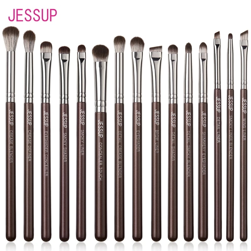 Jessup-プロのメイクブラシ,15個セット,茶色,アイシャドウ,コンシーラー,眉毛,ライナー,t499 6,878円