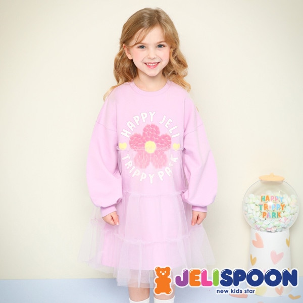 Newフラワーフリルふんわりワンピース/子供服