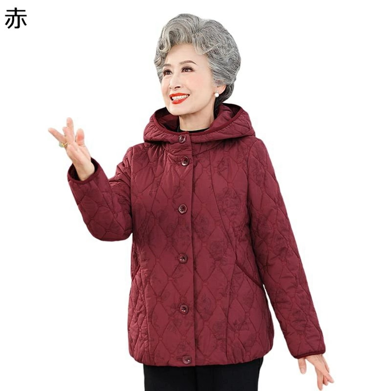 レディースコットンジャケット レディース フード付き プリント 花 花柄 中綿 ジャケット 婦人 シニア 防寒ジャケット 長袖 極暖 綿服 柔軟 アウター 秋冬 中高年 お母さん 50-70代