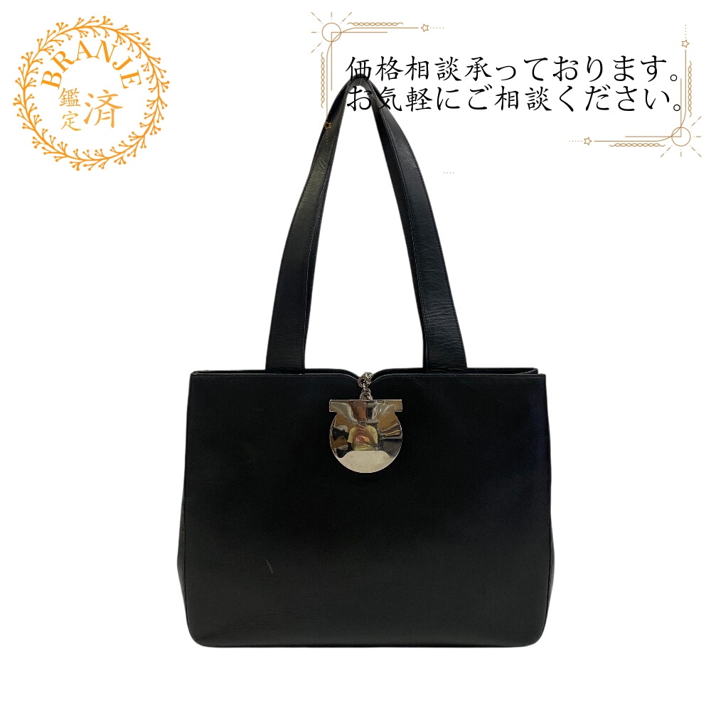 ガンチーニ金属 レザー トートバッグ ブラック ブランド