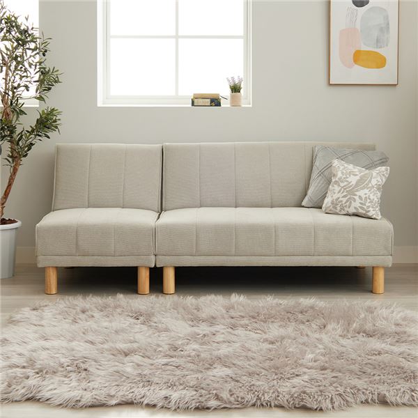 NEWスタイリッシュ ソファベッド メランジ ライトグレー 4way リクライニング ソファーベッド 3人掛け カウチソファ