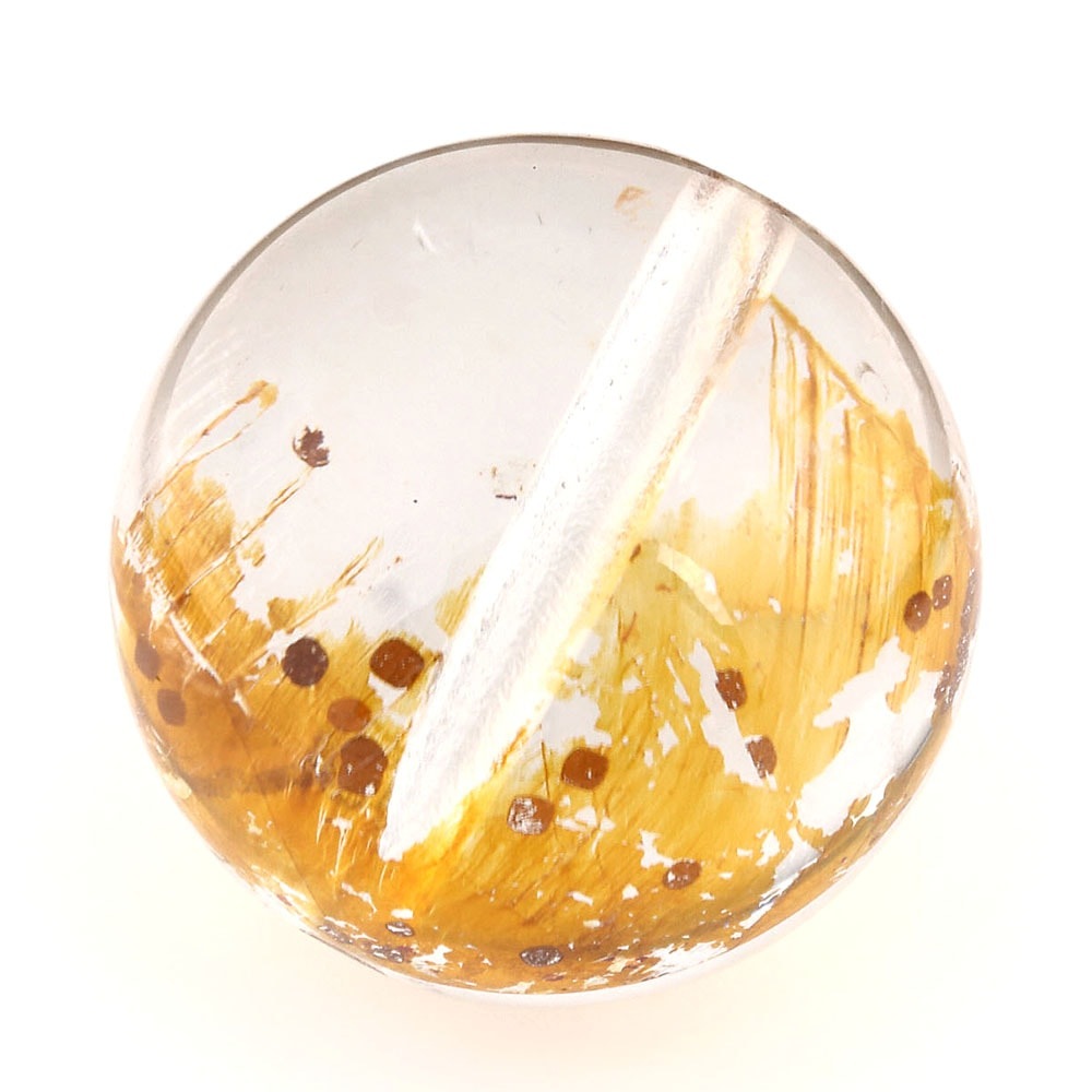 「1点もの 現品」 1粒売り 天然 オーラクォーツ ブラジル産 14mm パワーストーン バラ売り 天然石 パワーストーン ばら売り ビーズ 穴あき 1玉売り アクセサリー パ zz000122-zu