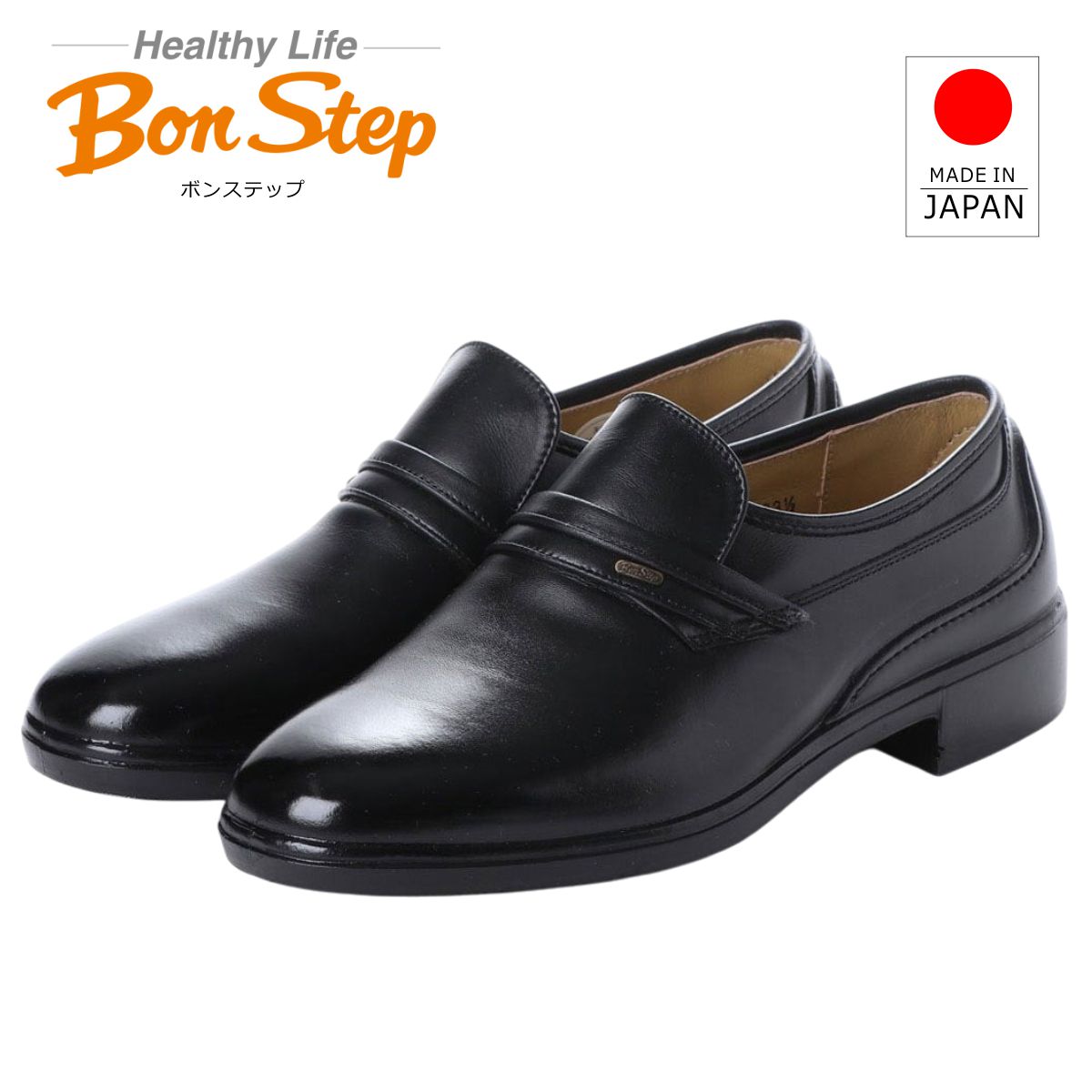 ボンステップ Bon Step メンズ レザー ビジネスシューズ 5052 本革 幅広 4E スリッポン コンフォート カジュアルシューズ プレーントゥ 日本製 大塚製靴 ブラック 黒 【お取り寄せ商 21,868円