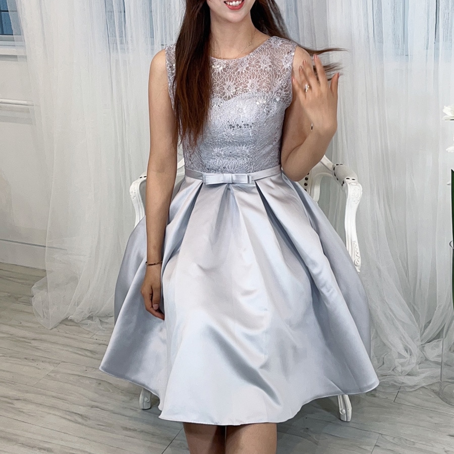 ワンピース パーティードレス キラキラワンピース 総レース 背中 レースアップ 結婚式 二次会 お呼ばれ ドレス(宅急便のみ対応)