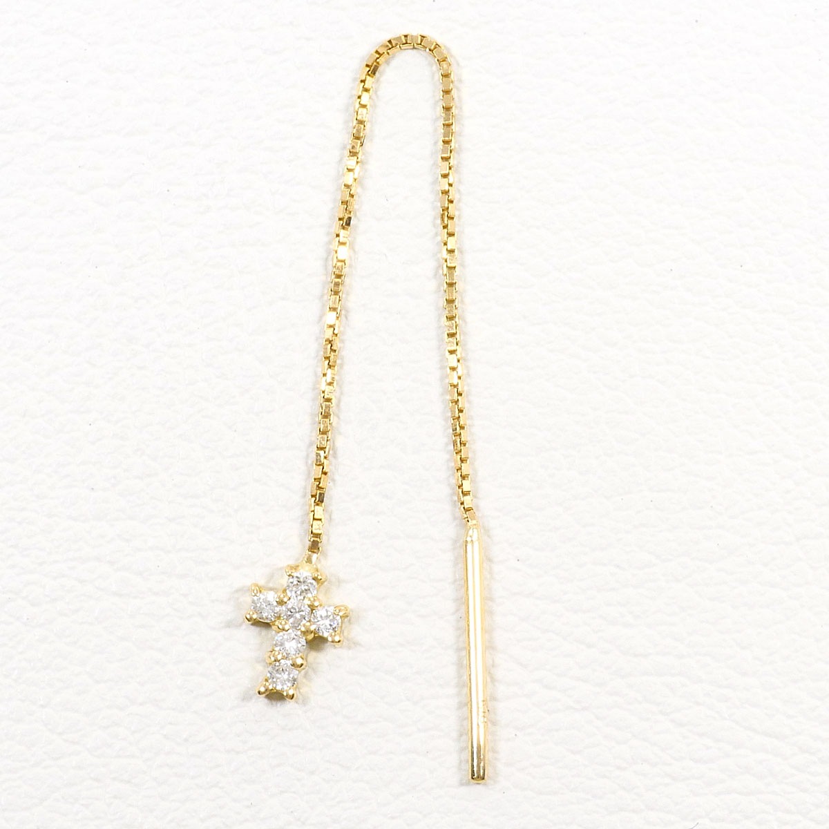 K18 18金 YG イエローゴールド ピアス(片耳) ダイヤモンド 0.10ct 総重量約0.3g レディース 中古