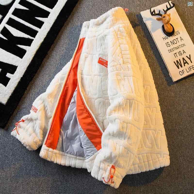 メンズ　ファッション　韓国ファッション　オシャレ　カジュアル　男性用　大歳 ラムウール ダウン ジャケット メンズ 冬新 裏起毛 厚手 コットン コート コットンジャケット ファッション