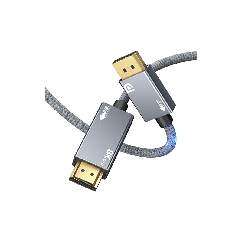 8K DP to HDMI 変換ケーブル 3M, AGFINEST 8K DisplayPort to HDMI ケーブルDisplayPort1.4からHDMI2.1, 8K@60Hz/4K@144