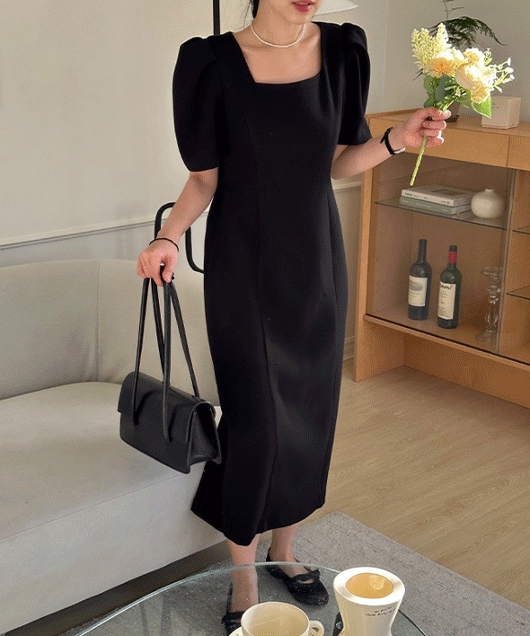 [腰がくびれて] モンパフ バルーン 半袖 ワンピース