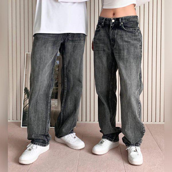 男女共用 オールブラッシュ ダーティ ワイド デニム パンツ UJ-JEA-8079