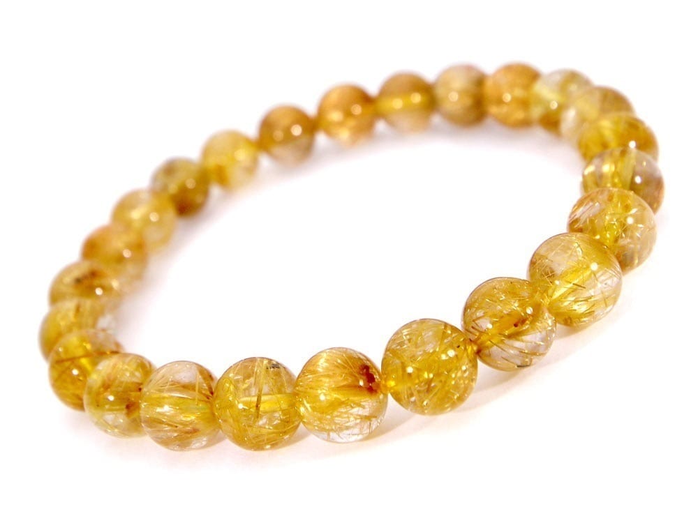 「1点もの 現品」 ゴールドルチルクォーツ ルチルクォーツ ブレスレット タイチンルチル 7.7mm パワーストーン ブレスレット メンズ レディース 天然石 数珠 アクセサリー メンズ h929-t