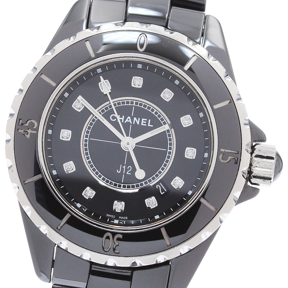 シャネル CHANEL H1625 J12 黒セラミック 33ｍｍ 12Pダイヤ クォーツ レディース _865989【中古】