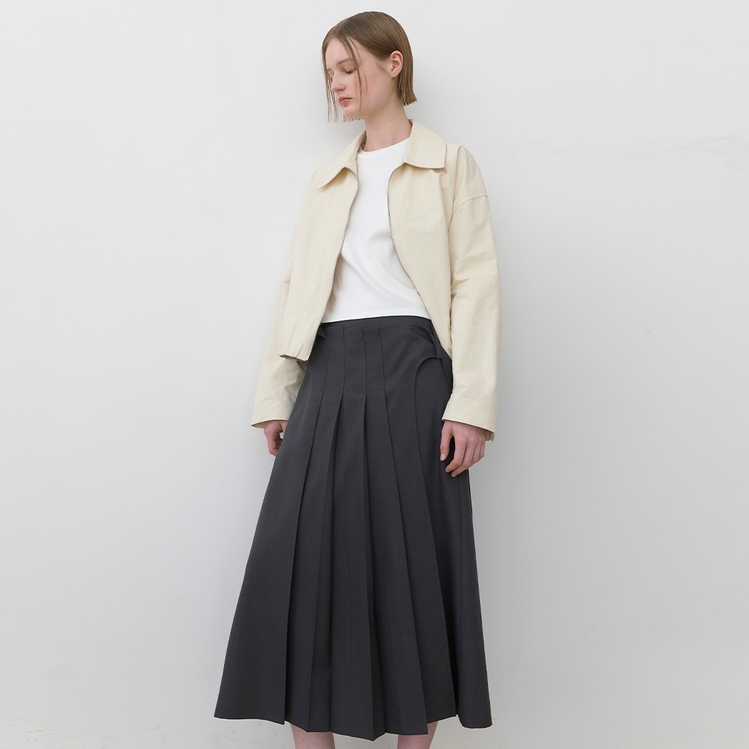 (SK-4992)OVERLAP PLEATS SKIRT