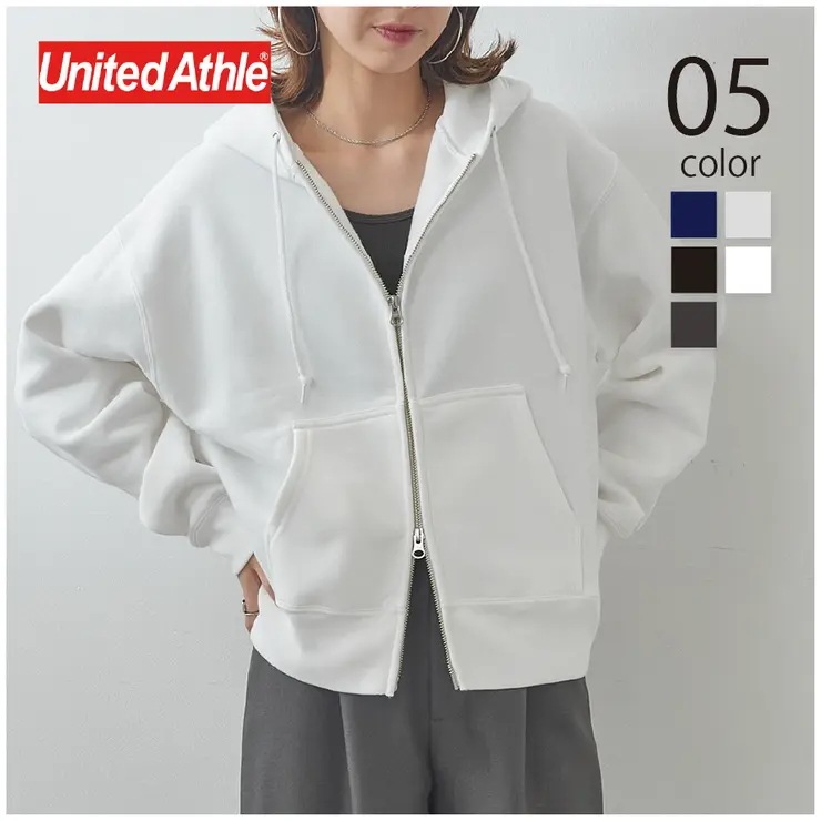 【United Athle】10.0オンス T/C ボックスシルエット スウェット フルジップ パーカ（裏起毛） 5621