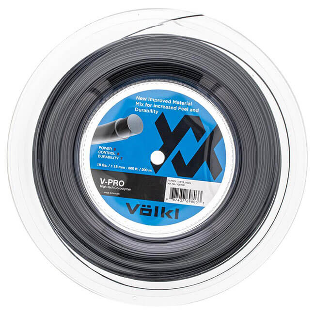 フォルクル(Volkl) Vプロ V-PRO 18(1.18mm)／17(1.23mm)／16(1.28mm) 200Mロール 硬式テニス ポリエステルガット V20106／5／4-BK ブラック(2