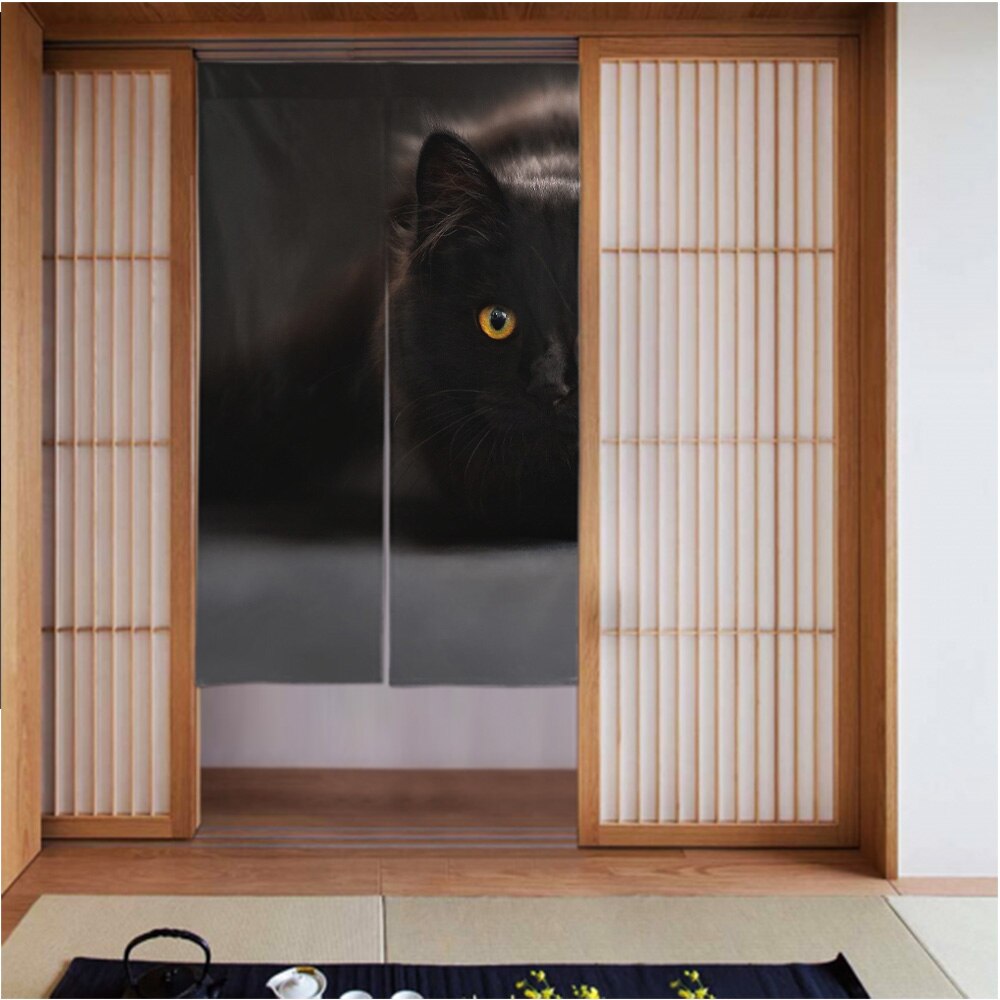 カーテン3456in cat-silouette-cats-silouette 良いドレープ滑らかでしわになりにくい