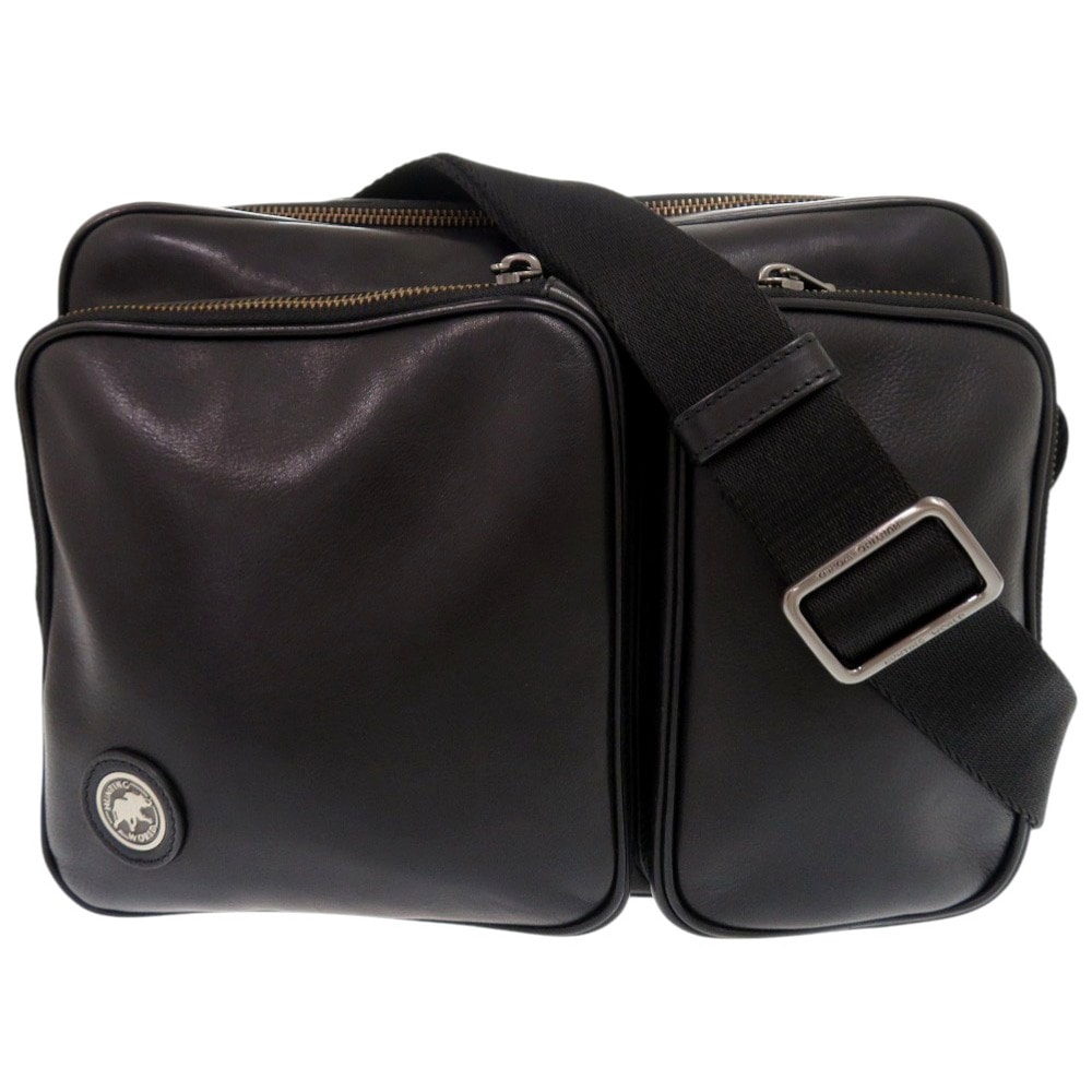 美品 バチューレザー ショルダーバッグ レザー ブラック 0367【中古】 メンズ