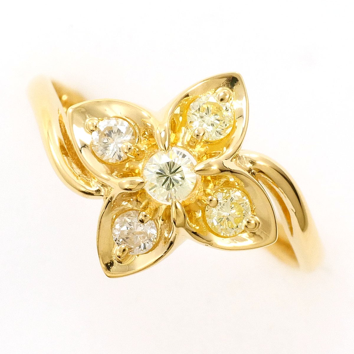 K18 18金 YG イエローゴールド リング・指輪 11号 ダイヤモンド 0.30 ct 総重量約2.3g 中古