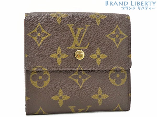 美品ルイヴィトンモノグラムポルトフォイユエリーズWホック財布両面財布ダークブラウンM61654