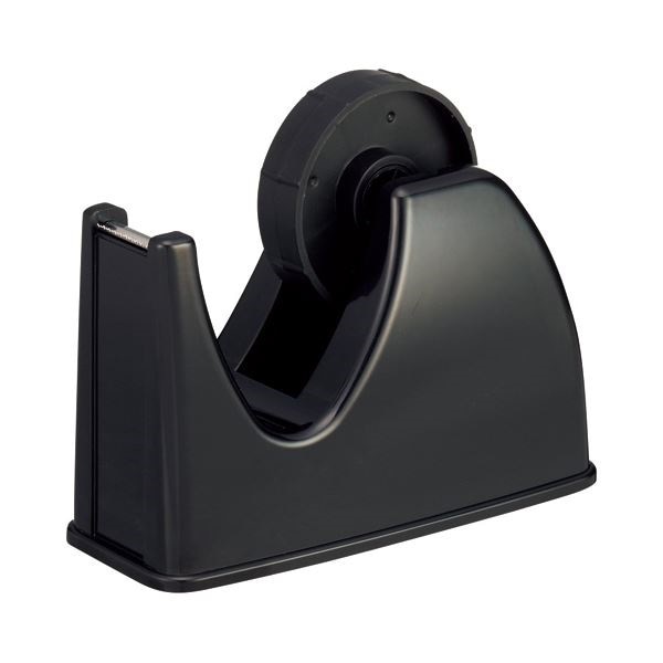 （まとめ） TANOSEE テープカッター台 大巻/小巻両用 黒 1セット（10台） [x2セット]