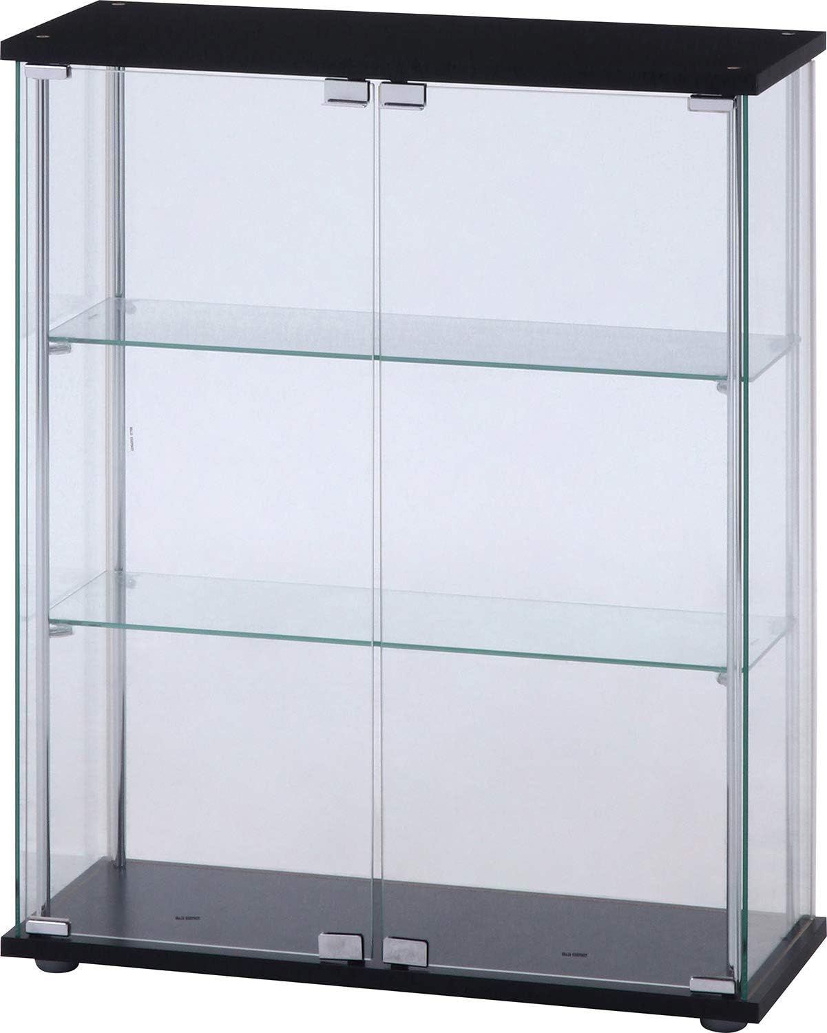 コレクションケース フィギュアケース 3段 幅70×奥行28×高さ86cm ブラック 強化ガラス ワイドタイプ 全面ガラス 組立商品 99479