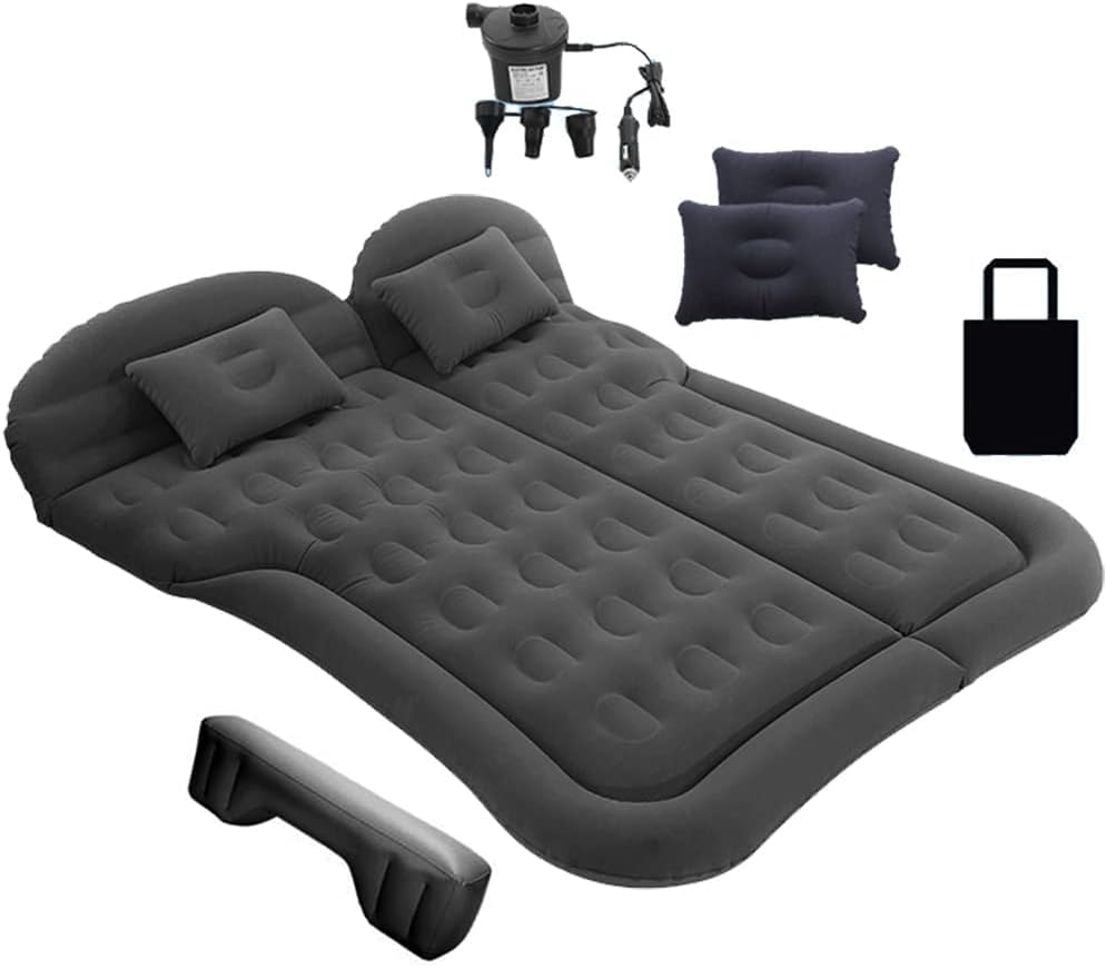 エアーマット車中泊マット 車載 エアーベッド独立サポートエアクッション 仮眠 キャンプ 旅行用 屋外用 後部座席 枕 電動ポンプ 収納袋 付属 速いインフレーション SUV MPV用 車載エアーベ