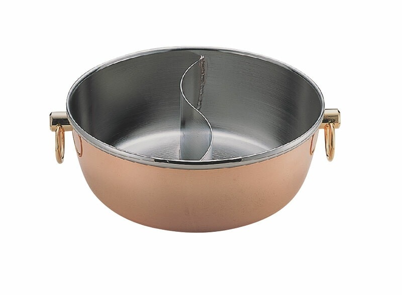 ロイヤル 銅メッキしゃぶしゃぶ鍋 CQCW300SC 蓋ナシ 仕切付（5.6L）