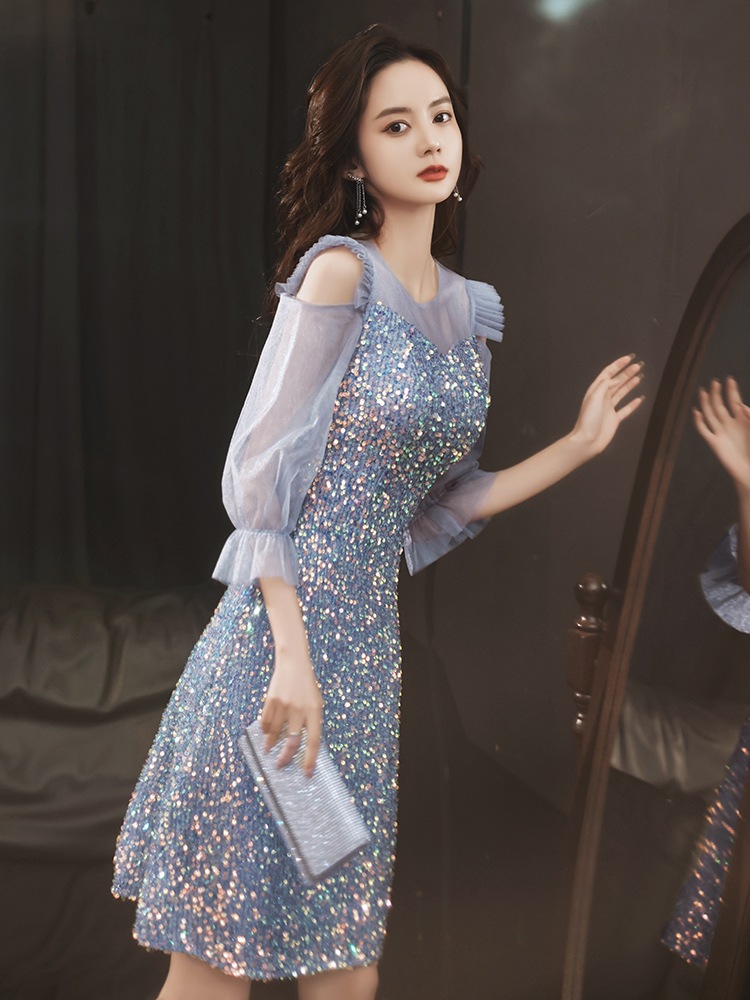 ドレス エレガント高級感成人式結婚式ドレス誕生日正式な場合演奏会 花嫁 司会パーティードレス　側開深いVネック 結婚式OL正式な場合礼装ドレスセクシーなワンピース