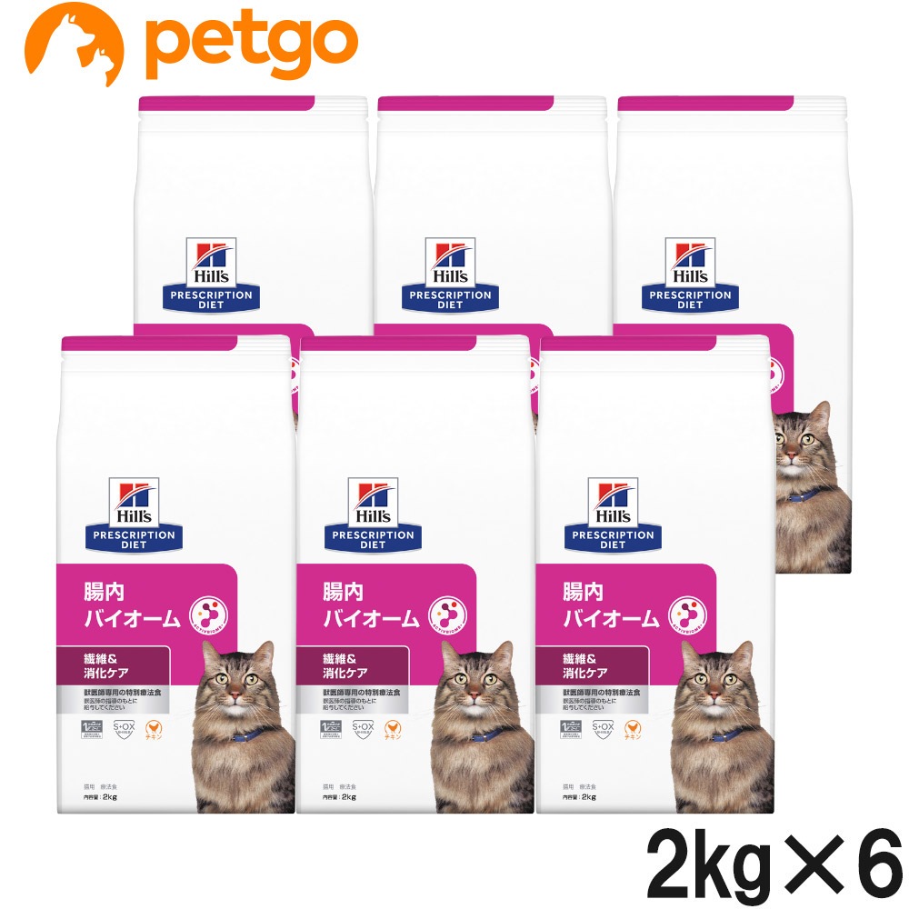 ヒルズ 食事療法食 猫用 腸内バイオーム 繊維＆消化ケア ドライ 2kg×6袋【ケース販売】