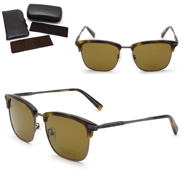ゼニア サングラス ZEGNA EZ0092-D/S 52J 55 Ermenegildo Zegna サングラス ノーズパッド UVカット ハバナ ガンメタル ブラウン