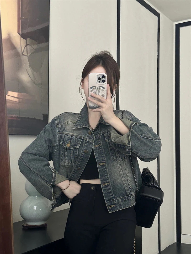 2025春夏 デニムジャケット 羽織り 春服 カジュアル デニム スポーティー 可愛い 大人加工ショートアウター かっこいい