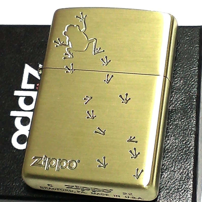 出産祝いなども豊富 ZIPPO 蛙 ギフト プレゼント 古美仕上げ かわいい エッチング彫刻 メンズ 縁起物 カエル お守り ブラス 御守り ライター  ジッポ その他 - flaviogimenis.com.br