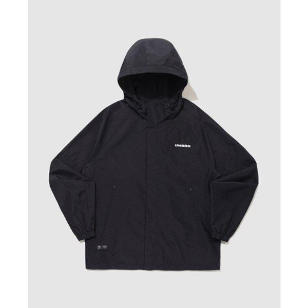 エッセンシャルプラスフード付きウインドブレーカージャケット共用BB UQ121CJK16 BLK LG...