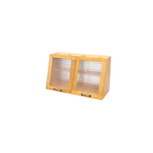 キッチンラック 約幅60x高さ35cm ライトブラウン 軽量 木製 可動棚 扉付 完成品 13,126円