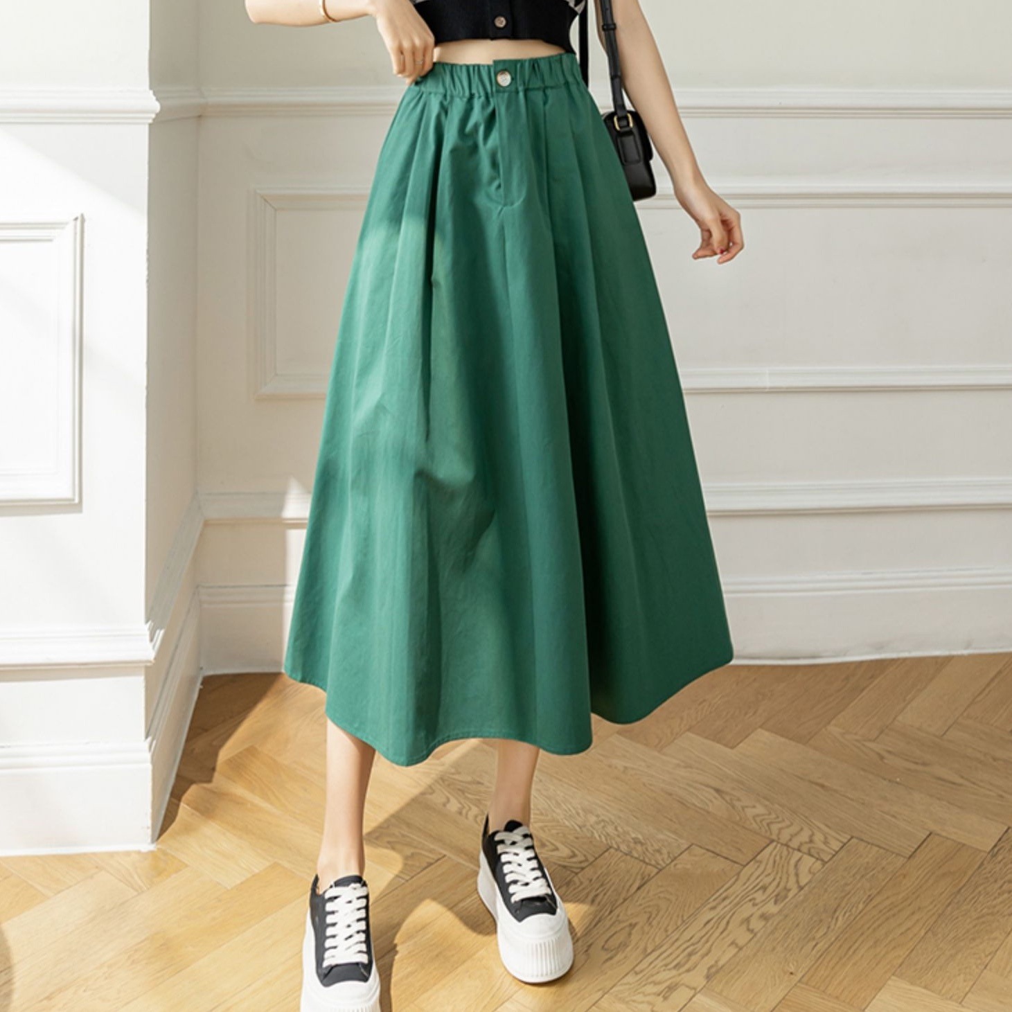 スカート ボトムス ロングスカート フレアスカート ミモレ ミモレ丈 ロング ロング丈 フレア ハイウエスト かわいい 大人可愛い きれいめ シンプル おしゃれ お洒落 大人女子 無地 春 夏 秋 冬