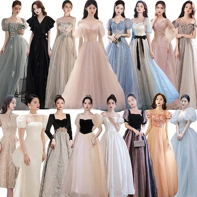 綺麗ドレスパーティーフォーマルイブニングドレス演奏会ウェディング発表会成人式ロングドレス
