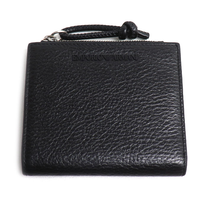Emporio Armani エンポリオ・アルマーニ ジップ付きカードホルダー 二つ折り財布 ブラック Y4R262Y068E80001 メンズ 中古